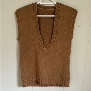Handmade Brown V-Neck Knit Sweater Vest